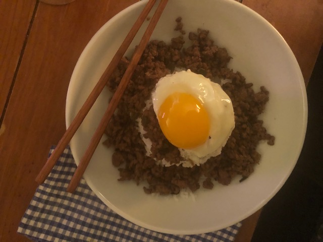 beef and egg over rice